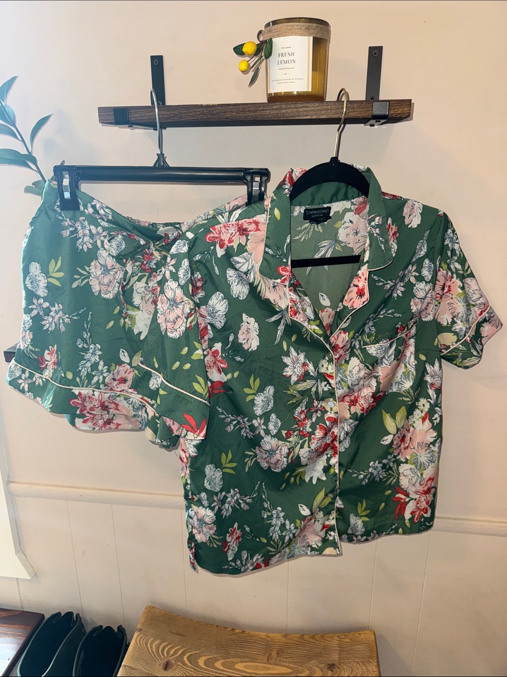 Cynthia Rowley Sleep Set Floral Green Size Medium